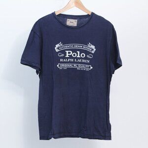 NWOT Polo Ralph Lauren Mens Navy Authentic Denim Goods Cotton T Shirt, Medium